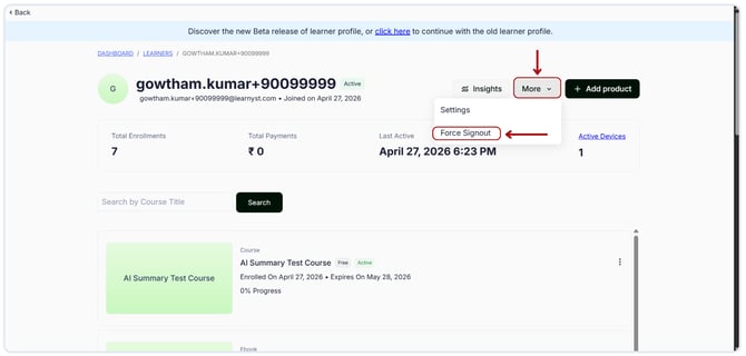 Change a learners password or send password reset emails to learners (2)
