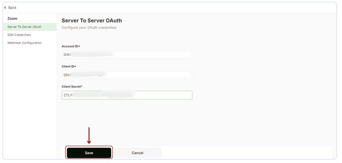 Configure your zoom OAuth credentials for your school. (1)