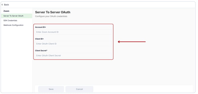 Configure your zoom OAuth credentials for your school.
