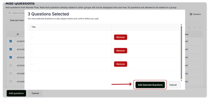 Create Group Question in the question review flow (3)