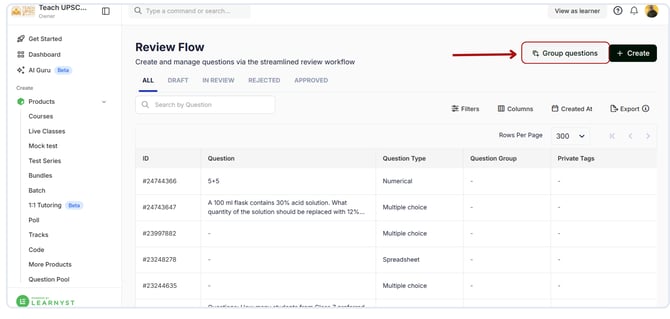 Create Group Question in the question review flow (4)