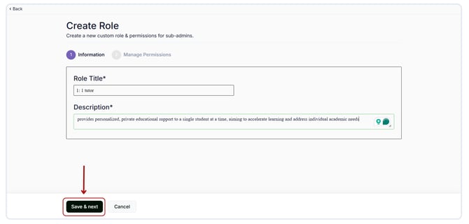 Create a custom role for a new Sub Admin (1)