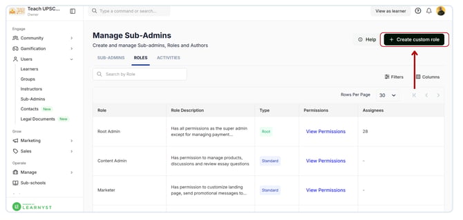 Create a custom role for a question review flow (1)