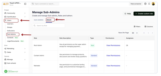 Create a custom role for a question review flow