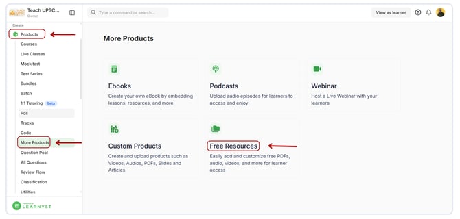 Create a free resources