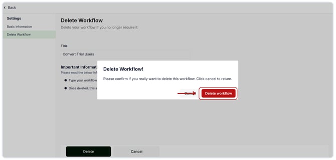 Delete  the workflow