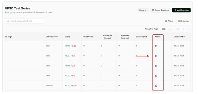 Delete questions from the Question Pool (1)