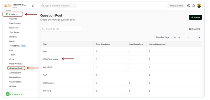 Delete questions from the Question Pool