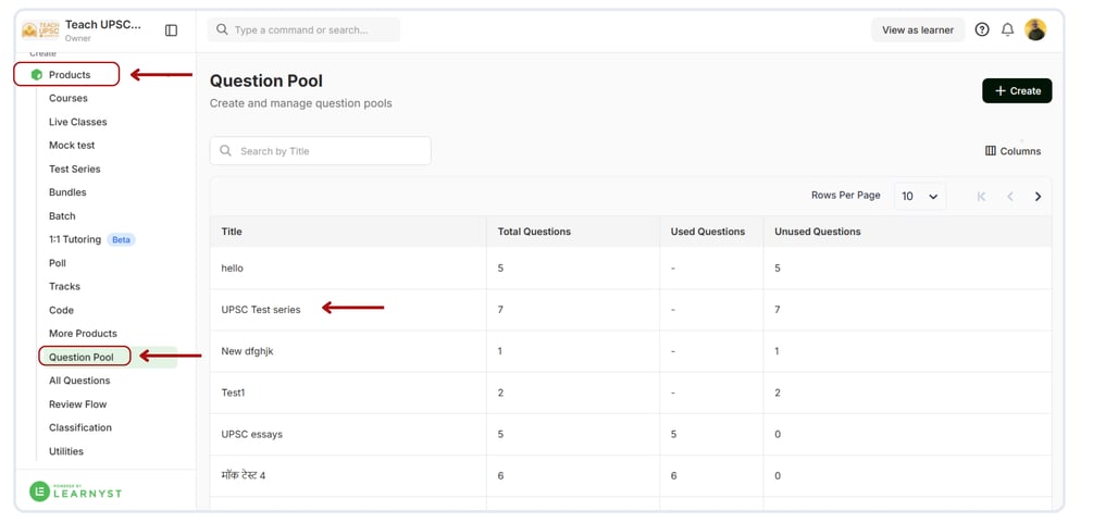 Edit questions in the question pool.