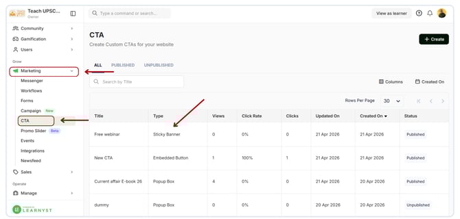 Edit CTA title and description of your CTA