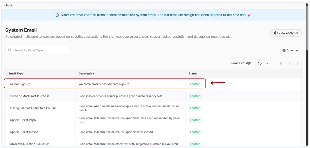 Disable System Email