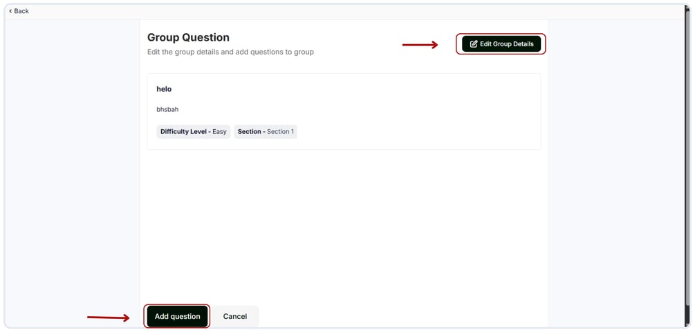 Edit the group question's details.