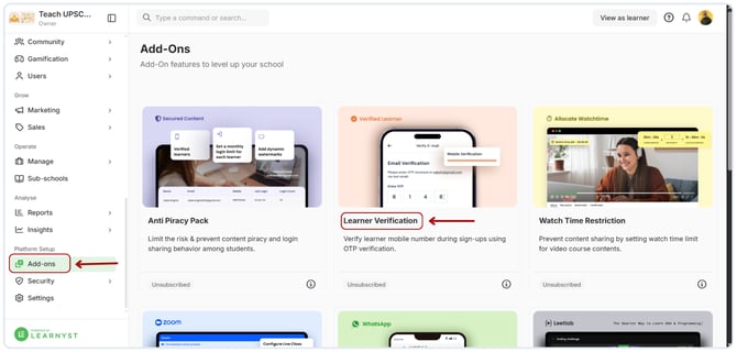 Enable Learner mobile OTP verification on Sign up