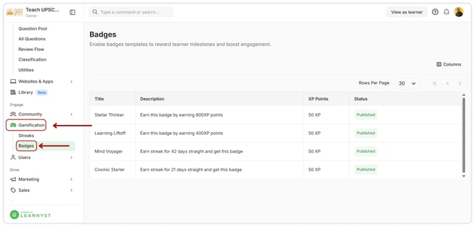 Enable and Use the Gamification Streak Feature in Learnyst (8)