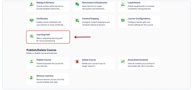 Enable the learning path feature to your courses