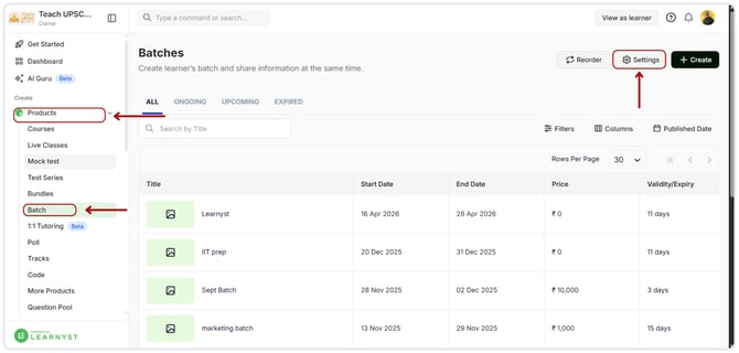 Google Calendar Integration for Batches