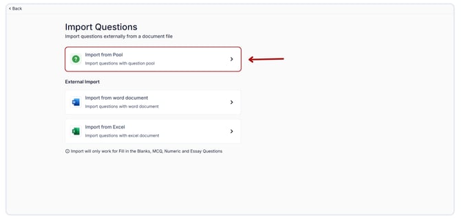 Import questions and answers from the question pool. (1)