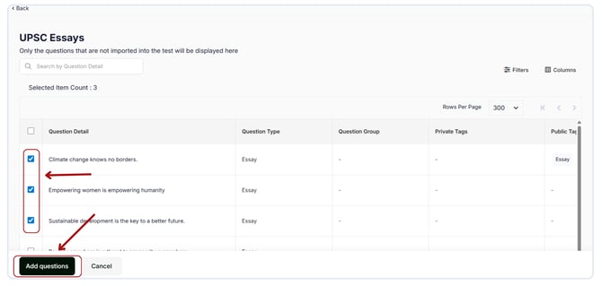 Import questions and answers from the question pool. (4)