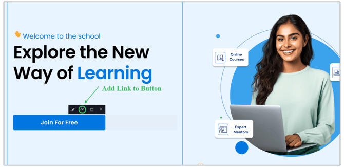 Adding a Link to a Button in Website step 1