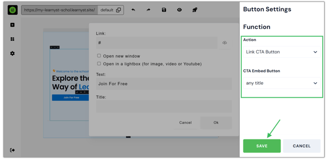 Adding a Link to a Button in Website step 6