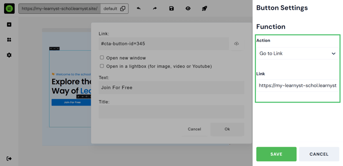 Adding a Link to a Button in Website step 9
