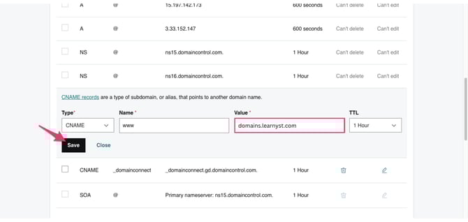 Learnyst Custom domain - godaddy