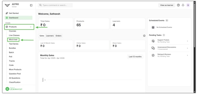 Learnyst Mocktest overview