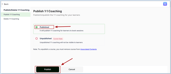 One on one Coaching publish
