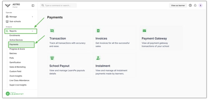 Payment reports