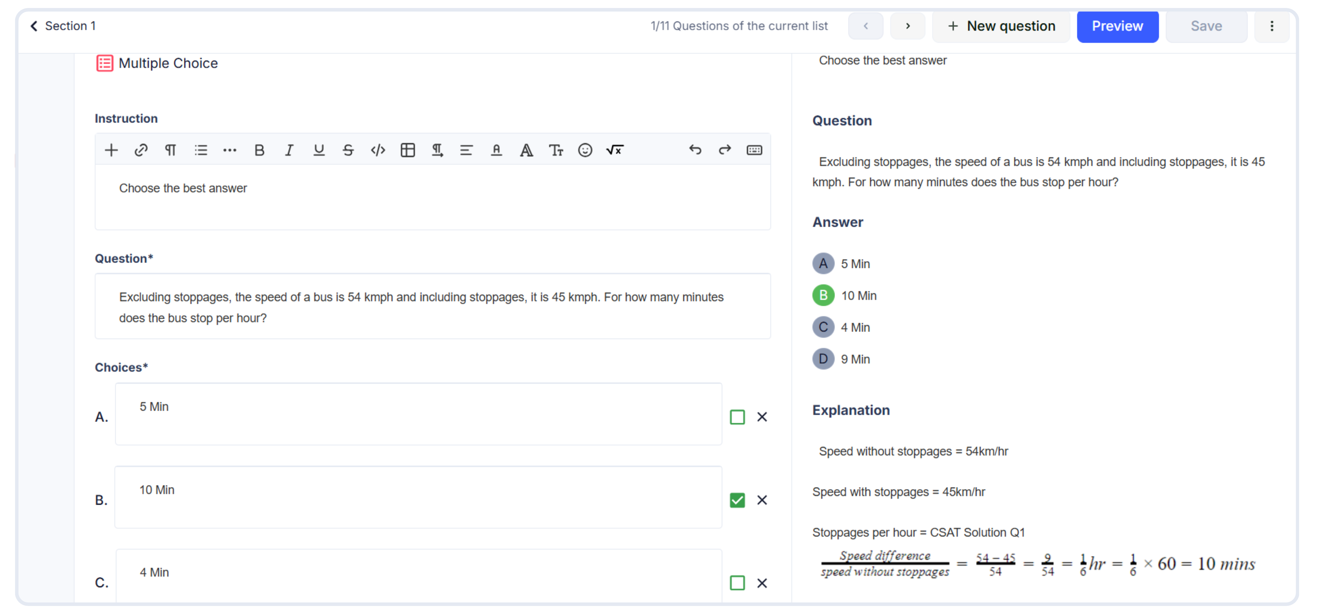 Preview your questions