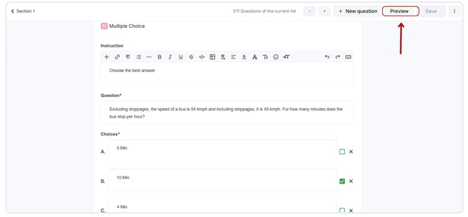 Preview the question.