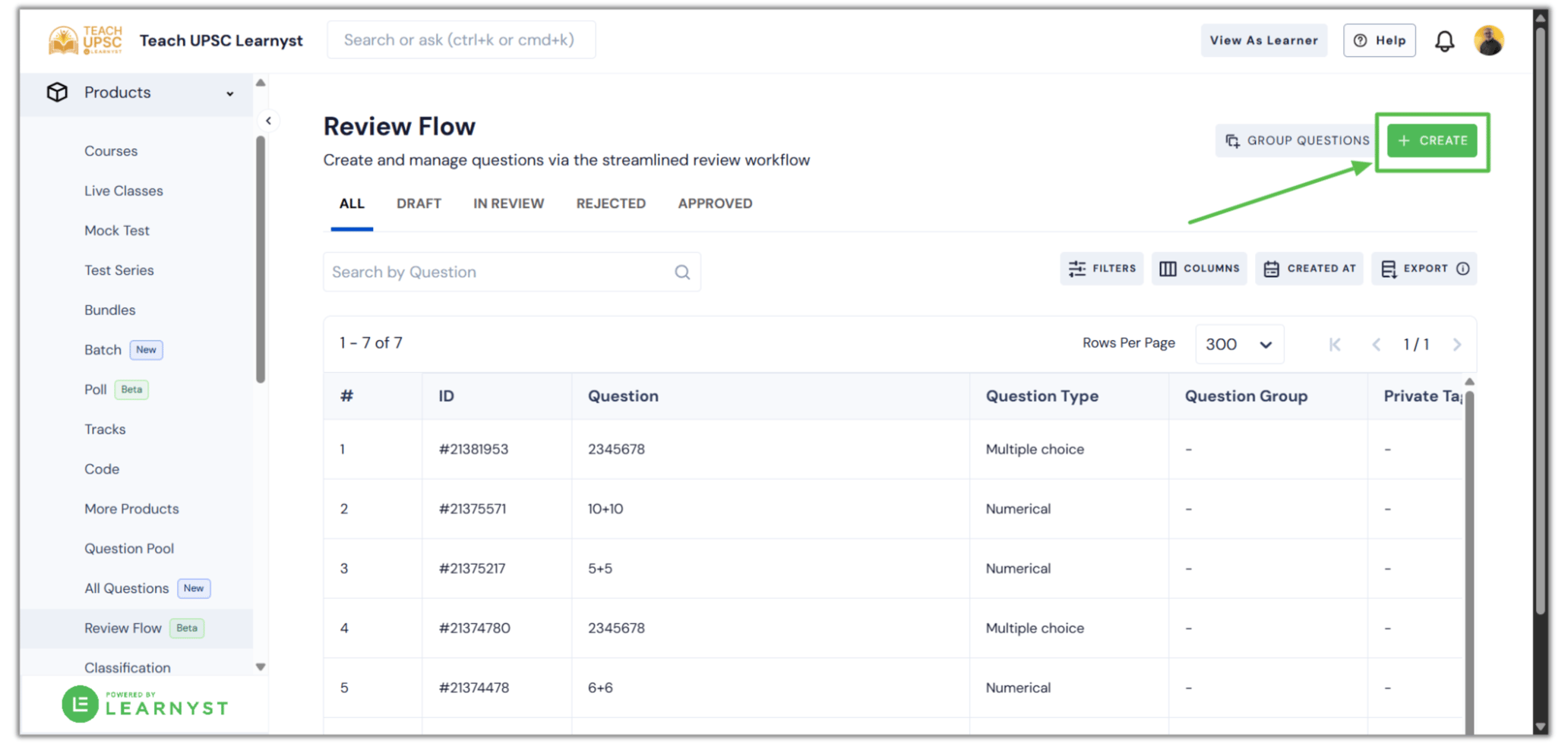 Create a Spreadsheet processor question within the question review flow.