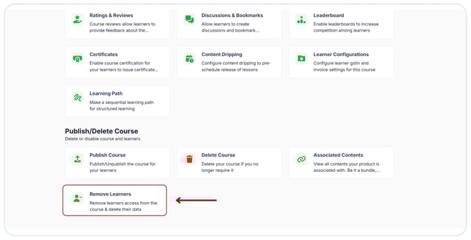 Remove learners the course