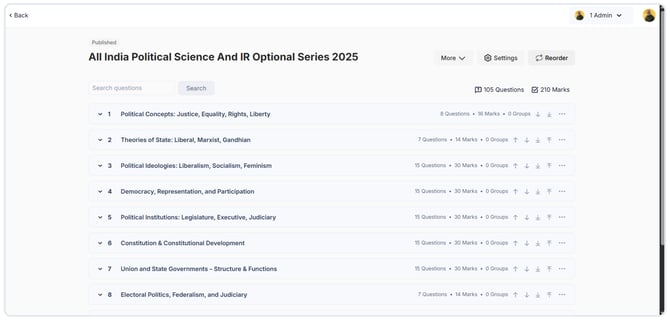 Reorder the sections in the section quiz. (2)