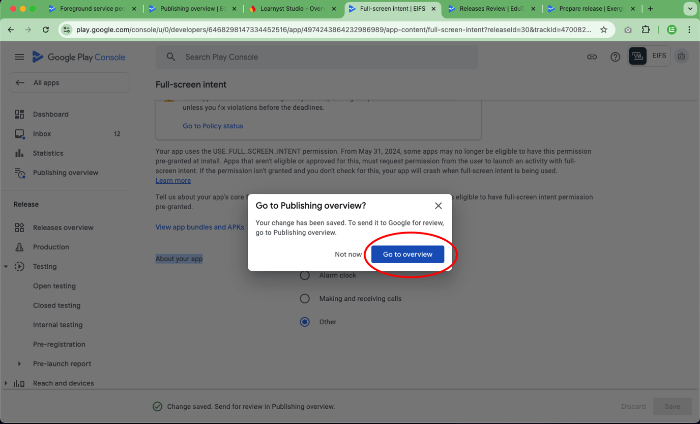 Fix “Full-Screen Intent Permissions” Error in Google Play Console