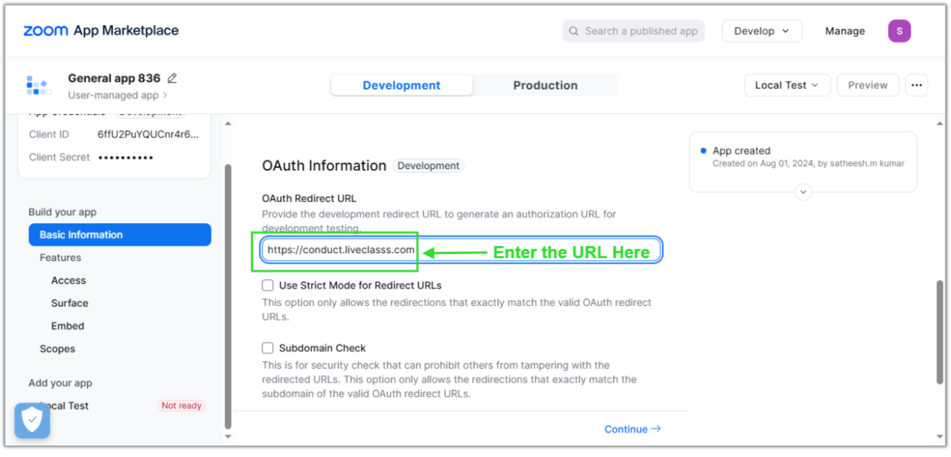 Configure the SDK credentials for the Zoom add-ons.