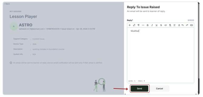 Send Emails to learners who raised support tickets (2)
