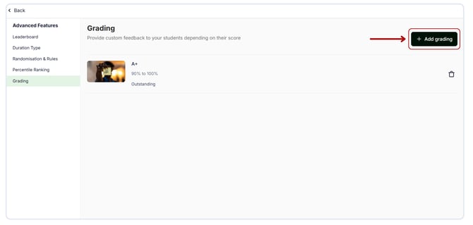 Set up the grades for your students based on quiz scores (3)