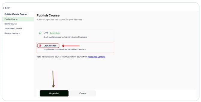 Unpublish the course (1)
