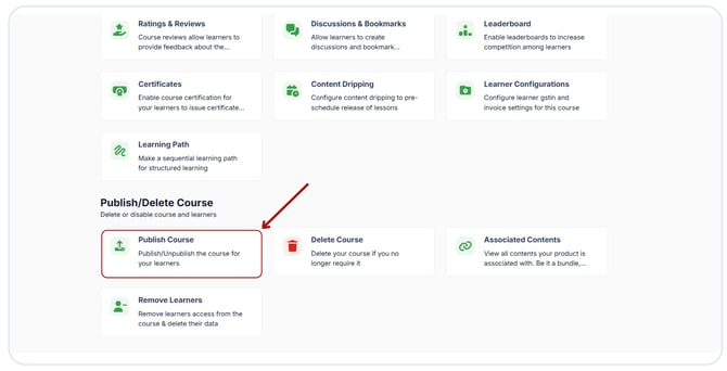 Unpublish the course