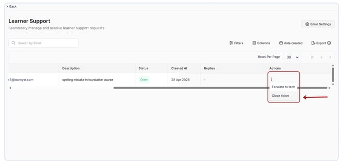 View Learner Support Tickets from admin dashboard (1)