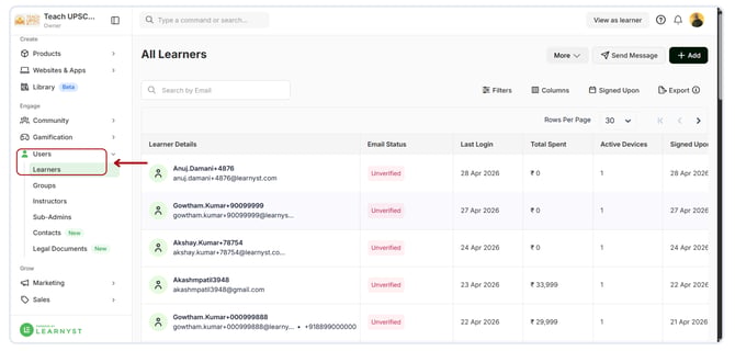 View Support Tickets raised by a particular learner (2)