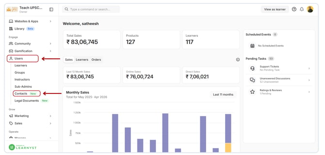 View the contacts generated by your forms
