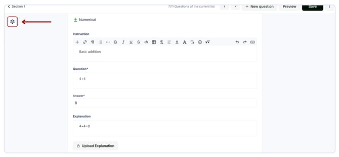 answer range for numerical questions.
