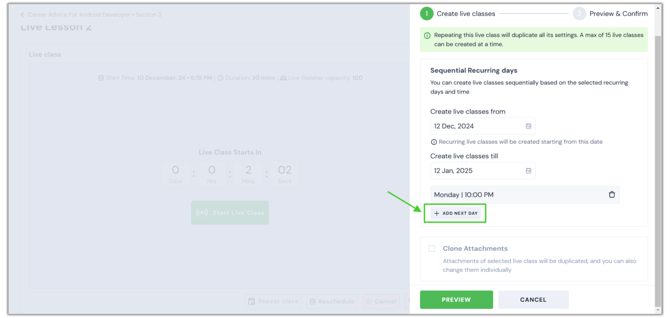 Repeat the live classes