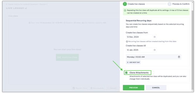 Repeat the live classes