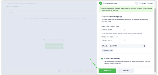 Repeat the live classes