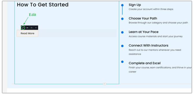 Adding a Button to the Website page step 3