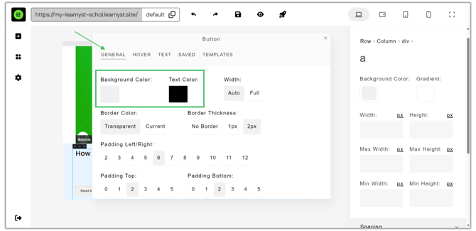Adding a Button to the Website page step 4
