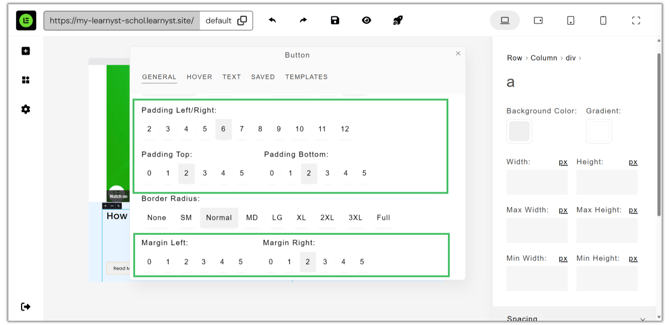 Adding a Button to the Website page step 5